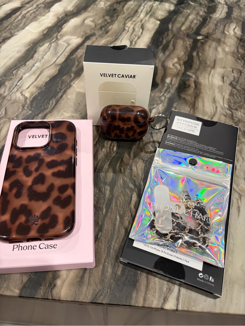 ✨ Velvet Caviar "It Girl Leopard" 4-Piece Complete Phone Bundle w/ Boxes ✨